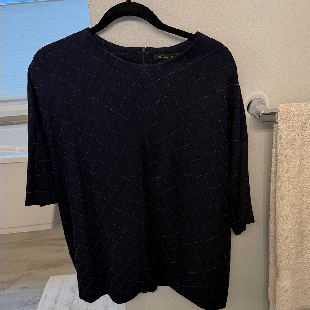 St. John Navy Checkered Top